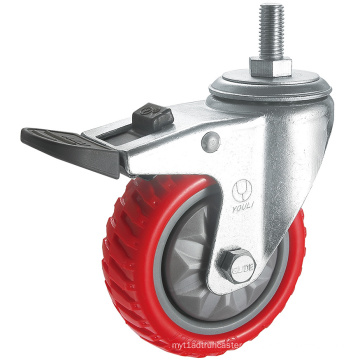 Medium Duty Antiskid PU Caster Wheel (Red) (Y3208)